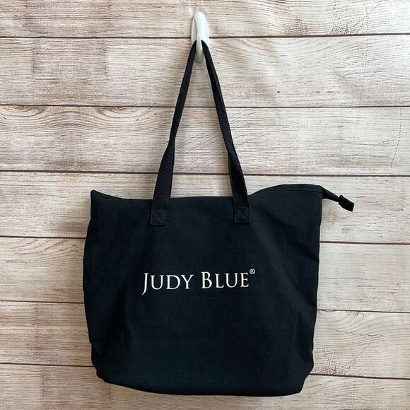 JUDY BLUE CANVAS TOTE BAG IN BLACK - Picture 1 of 5